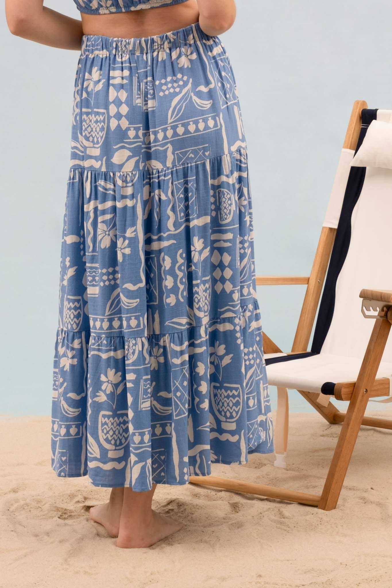 BOHO TIERED MIDI SKIRT