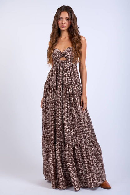 BROWN HEART PRINT Maxi