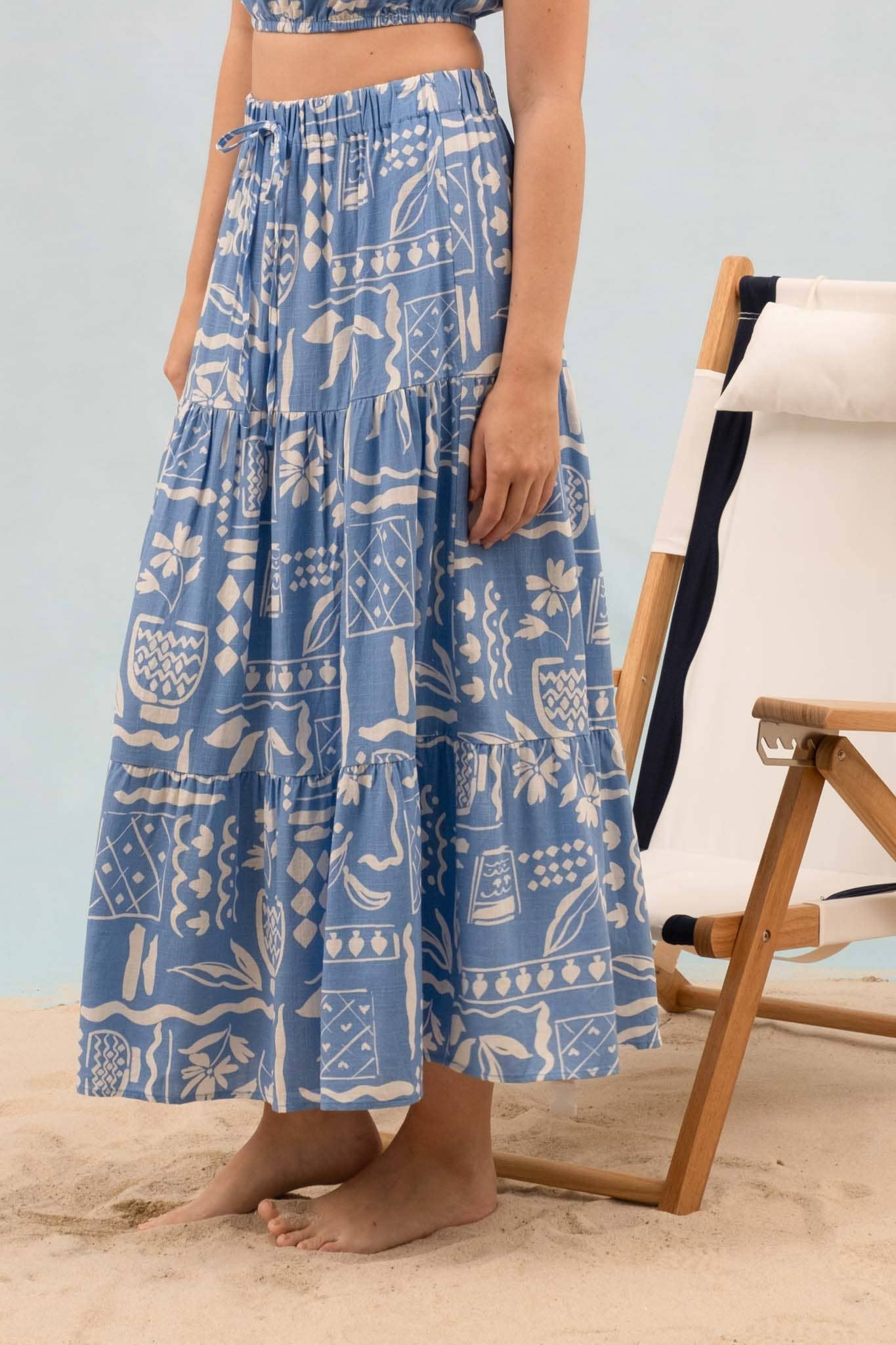 BOHO TIERED MIDI SKIRT