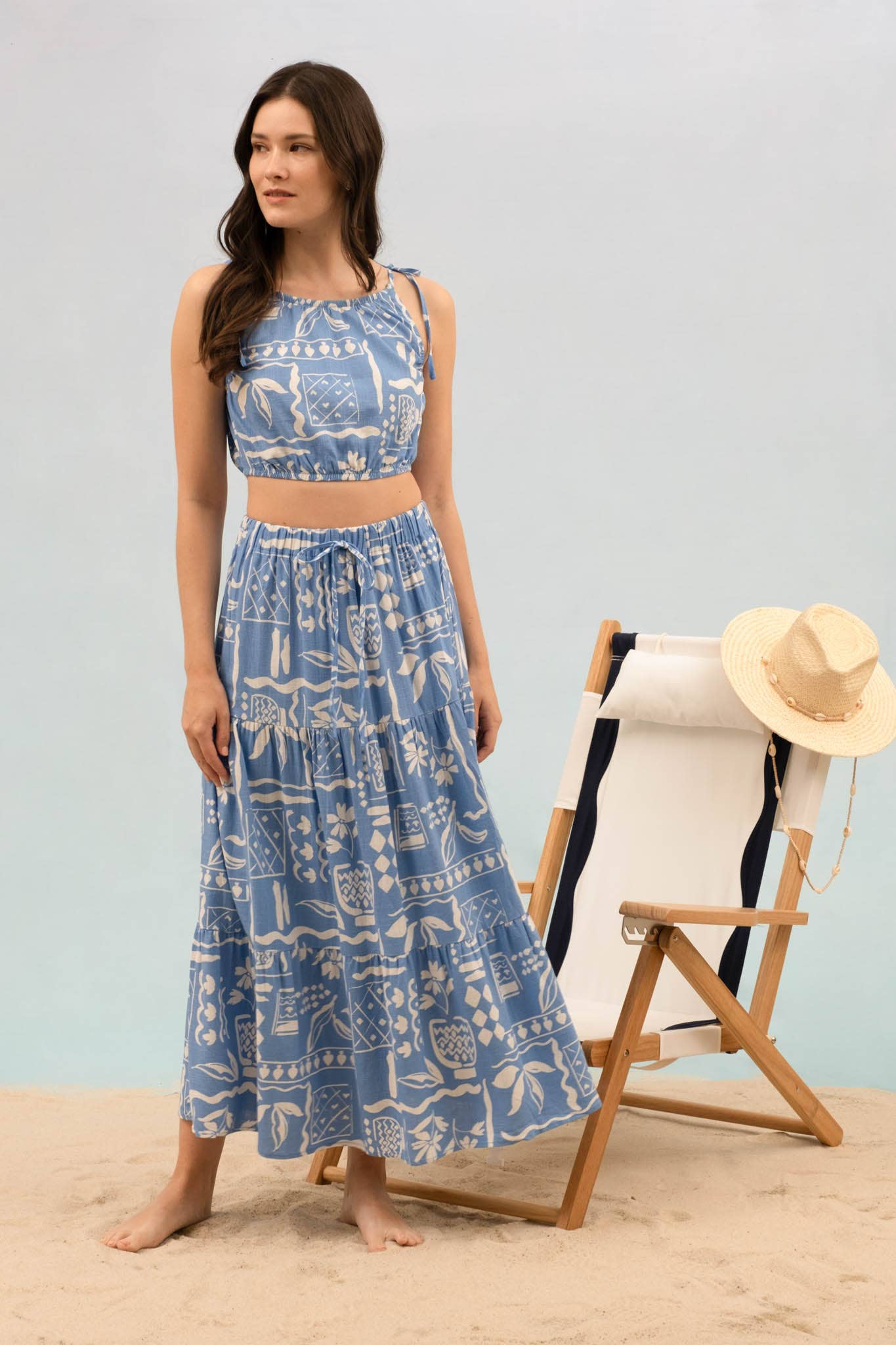 BOHO TIERED MIDI SKIRT