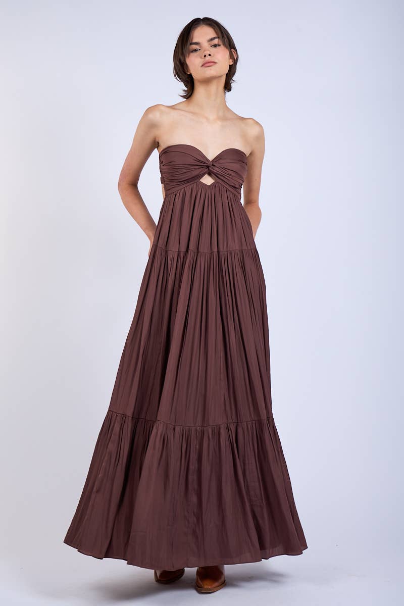 TWISTED BUST MAXI - Brown