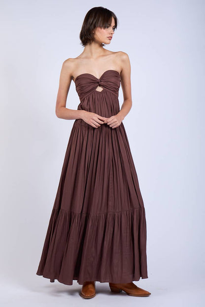 TWISTED BUST MAXI - Brown