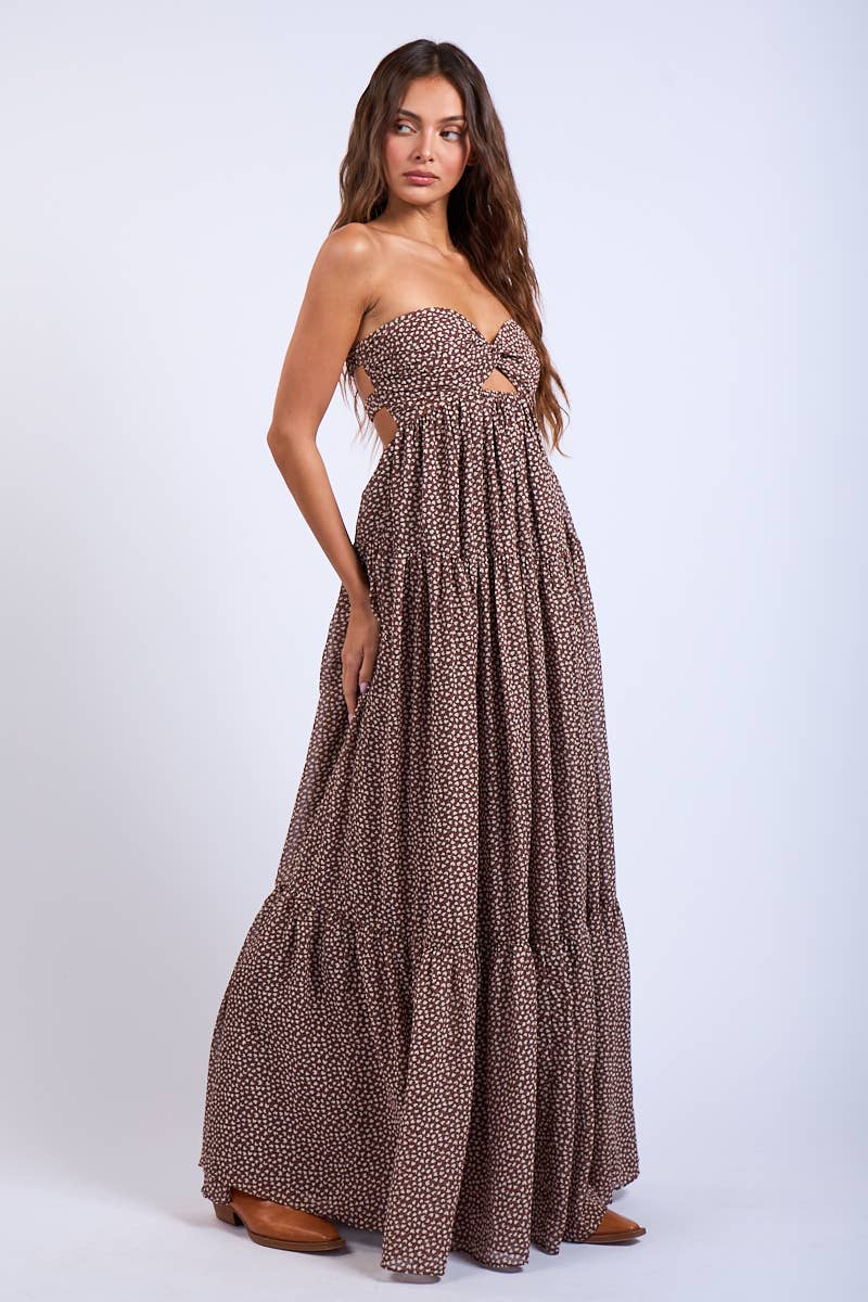 BROWN HEART PRINT Maxi