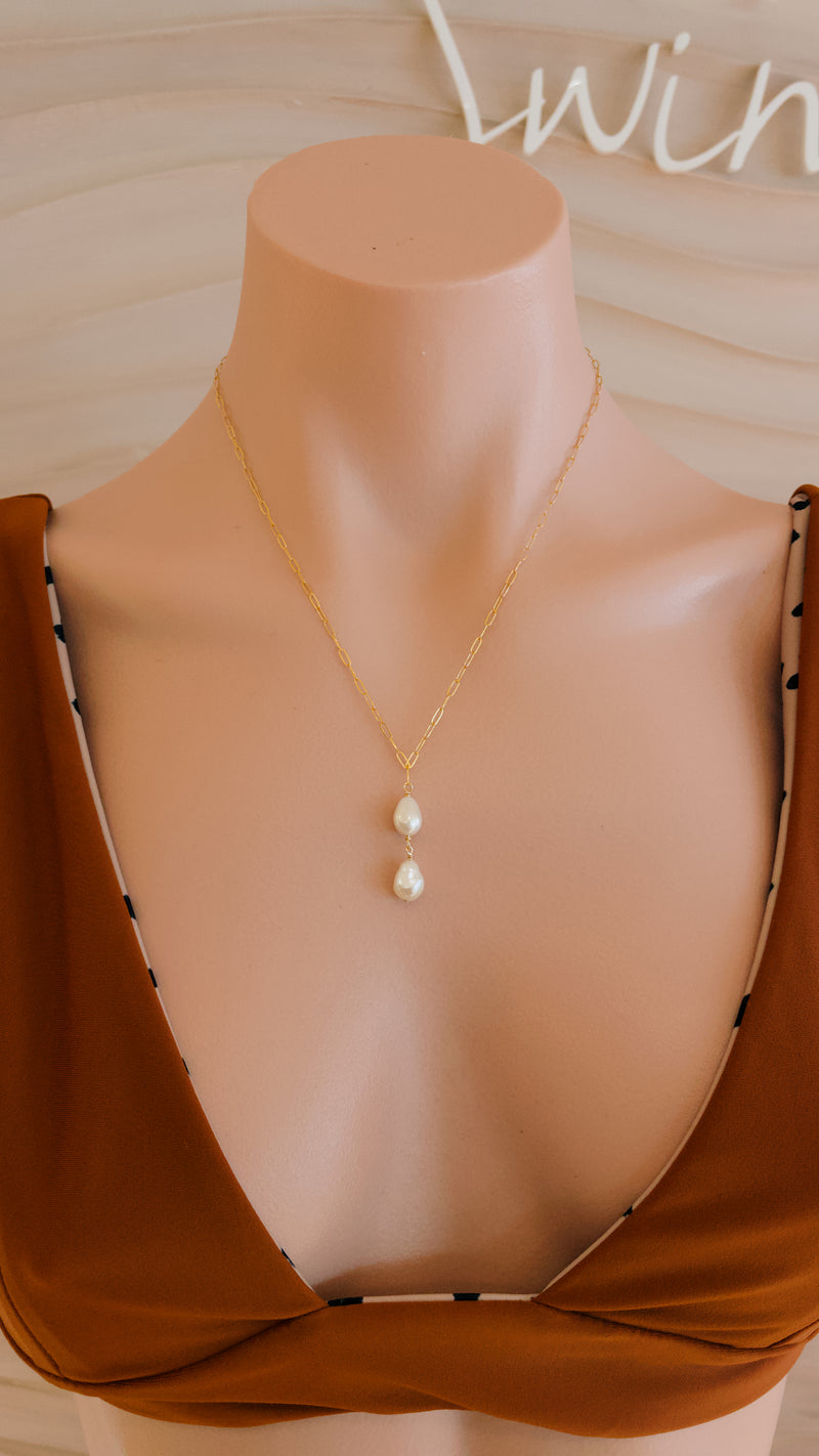 Double Large Keshi Pearl Necklace