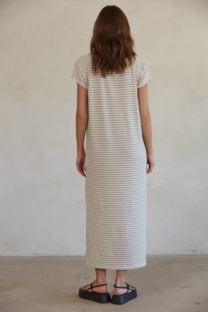 Knit Striped V-Neck Dress