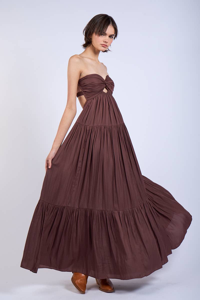 TWISTED BUST MAXI - Brown