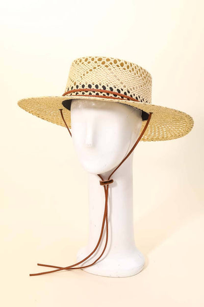 Straw Braided Flat Top Hat