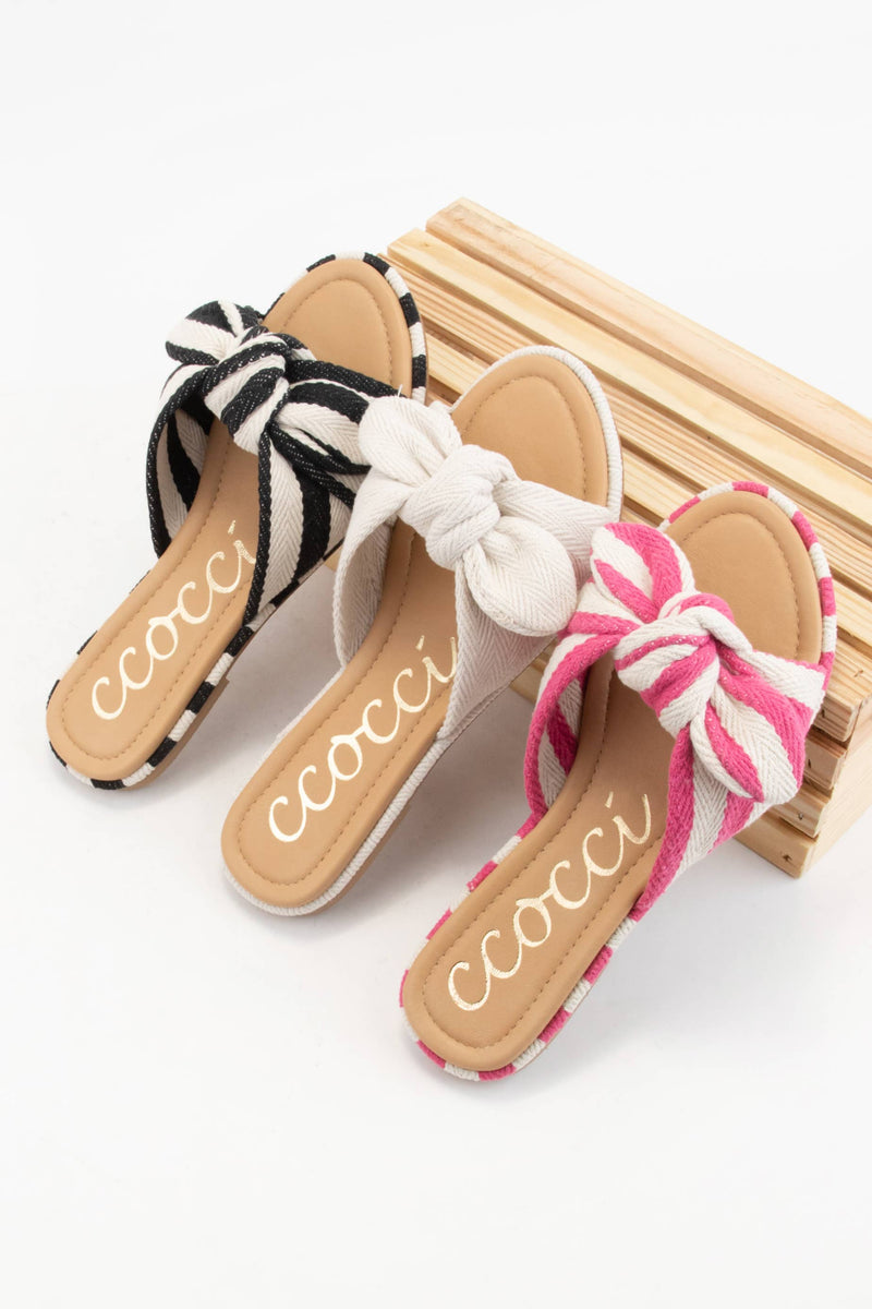 RACHAEL STRIPE BOW SLIDE